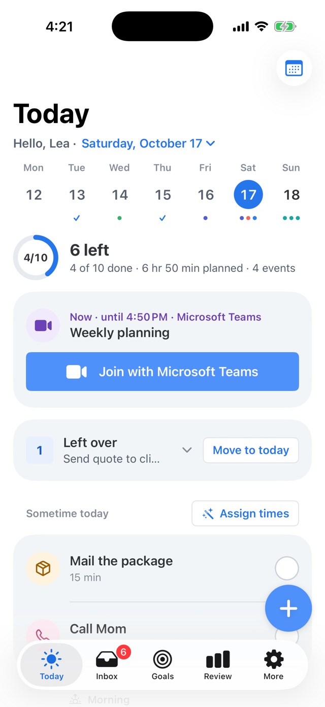 Today with the “Weekly planning” meeting in progress and the “Join with Microsoft Teams” button